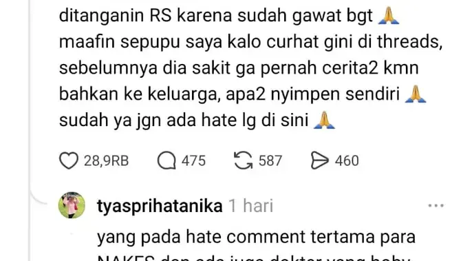 Diduga Terlambat Ditangani Rumah Sakit, Pasien yang Curhat di Media Sosial Meninggal Dunia