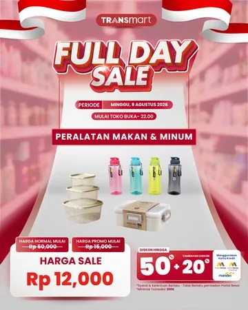 Transmart Full Day Sale Hadirkan Diskon Peralatan Makan dan Minum Mulai Rp 12 Ribu