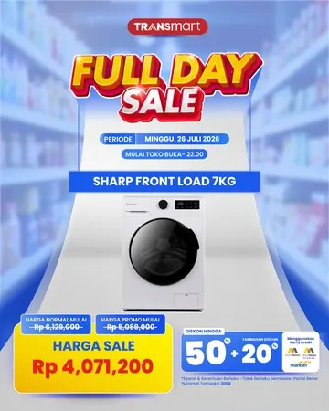 Harga Mesin Cuci Sharp Anjlok Dua Juta Rupiah di Pesta Diskon Akhir Pekan Transmart